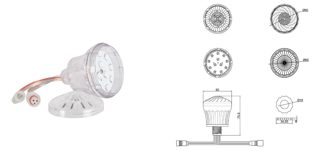 dream color pixel rgb led light 60mm