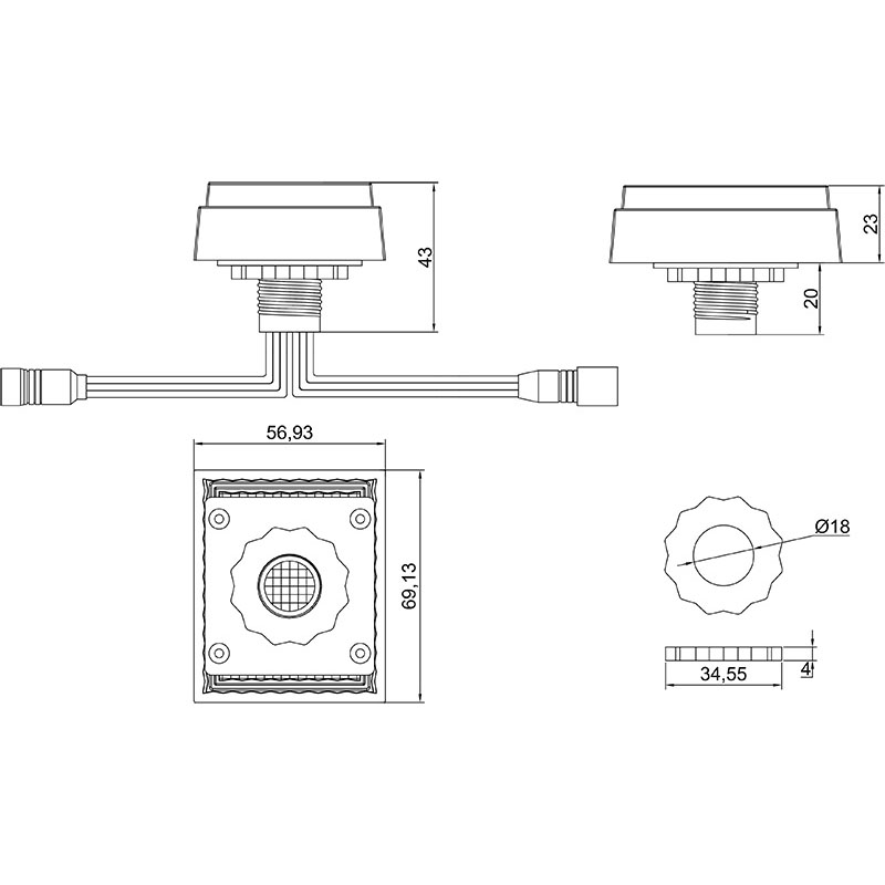 IP65 addressable square led point light